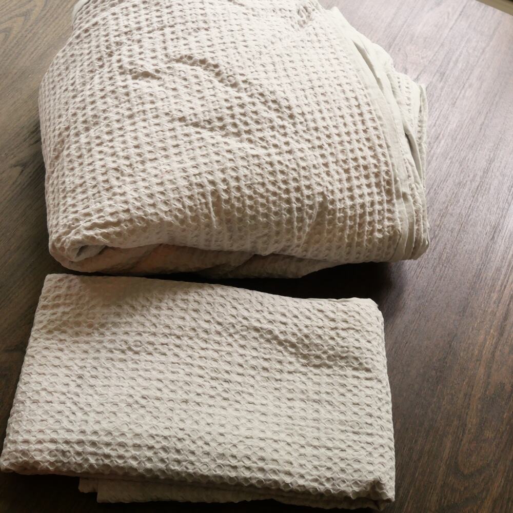 Quince Duvet Cover Set Luxe Honeycomb FULL QUEEN Cover + Shams Light Gray NEW - Picture 4 of 10